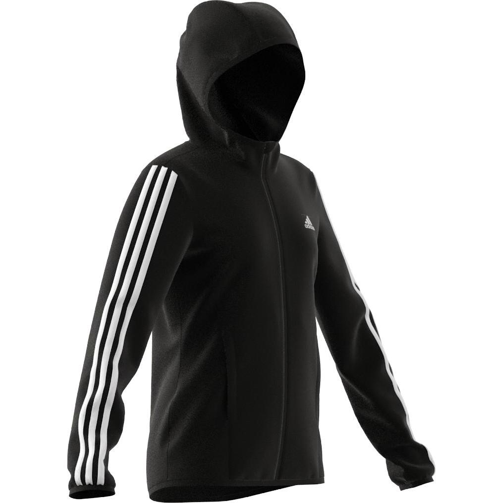 Thumbnail - adidas, Unisex, Pullover, Girl's 3 Stripes Full Zip Hoodie, Schwarz, (140)
