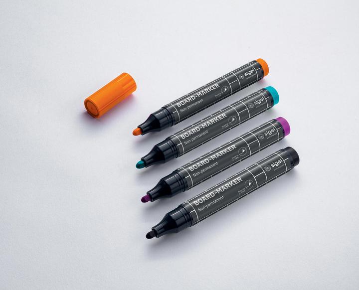Produktbild Sigel Non-permanent Marker 4 Stück, Schwarz/Türkis/Magenta/Orange (Schwarz, Türkis, Magenta, Orange, 3 mm, 4 x)