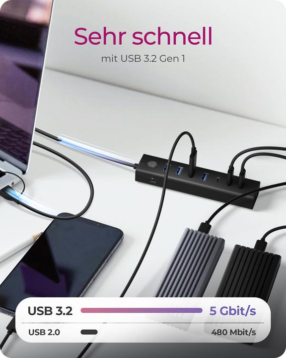 Immagine prodotto Icy Box ICY BOX Multiport Docking Station, High-Speed USB 3.2 Hub, IB-HUB1737-C3 (USB-C, 7 Porti)