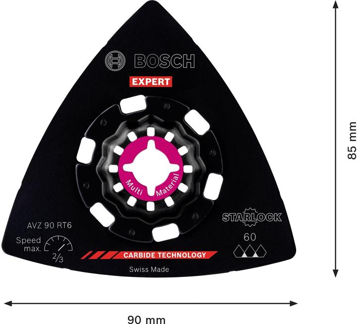 Produktbild Bosch Professional Zubehör EXPERT Sanding Plate AVZ 90 RT6 Blatt für Multifunktionswerkzeuge, 90 mm (60)