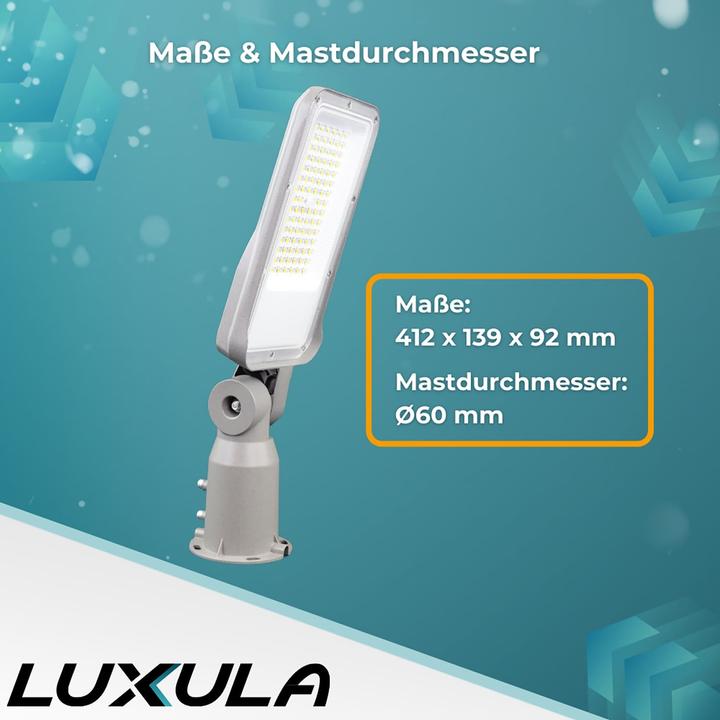 Produktbild Luxula LED-Strassenleuchte LX800100, 50W, 6000lm, 4000K, neutralweiss, IP65 (6000 lm, IP65)
