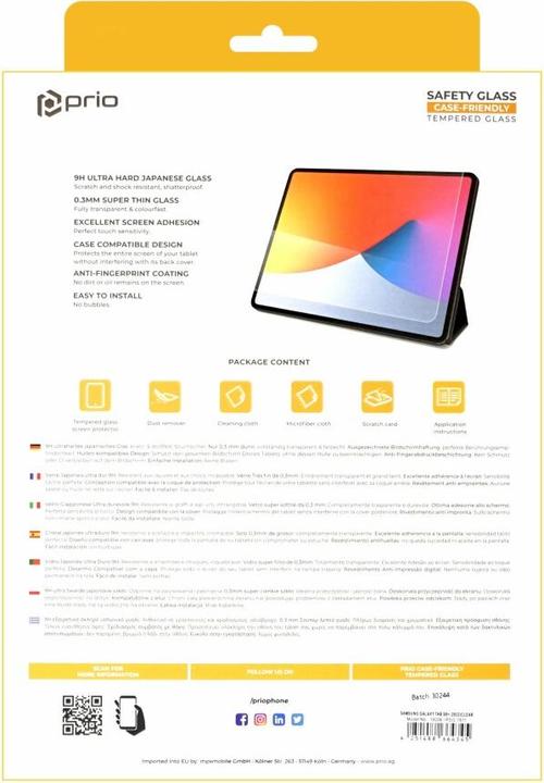 Productafbeelding prio Beschermende glasfolie voor Samsung Tab S8+ (2022) helder (1 Stuk, Galaxy Tab S8+)