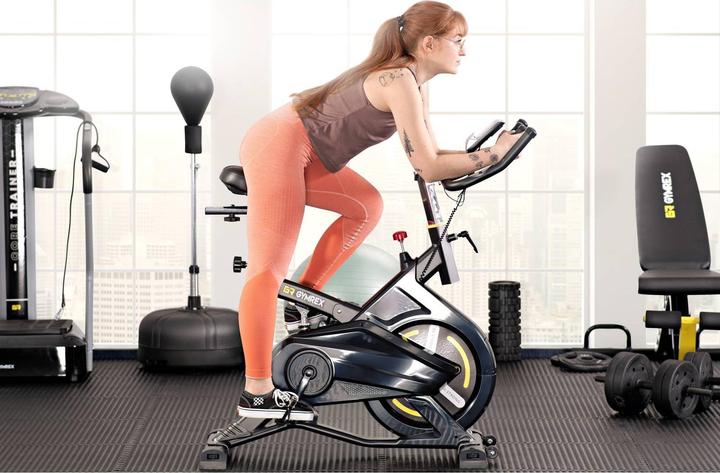 Produktbild Gymrex Heimtrainer Hometrainer Fahrrad Indoor Cycle 13 kg Schwungmasse bis 100 kg