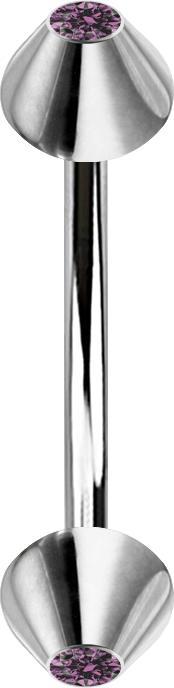 Produktbild Star Piercing Micro Banane silber mit zwei Cones Kristall hellviolett (ohne Messing, Chirurgenstahl 316L)