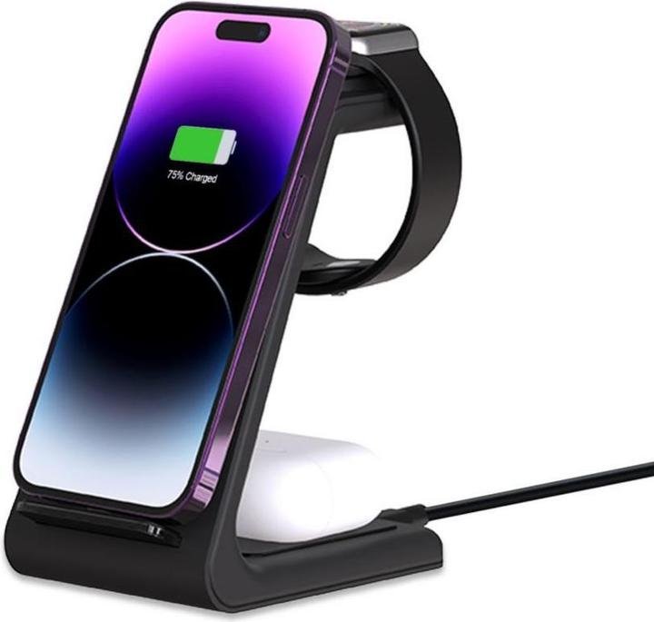 Immagine prodotto Tech-Protect Cover caricatore wireless A8 3in1, nero (10 W)