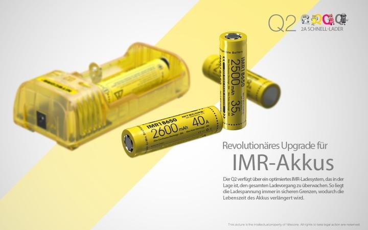 Productafbeelding Nitecore Q2 - Schnelladegerät für Li-Ion Akkus, 2 Schachtlader - 4 Farben zur Auswahl (Lader zonder batterij)
