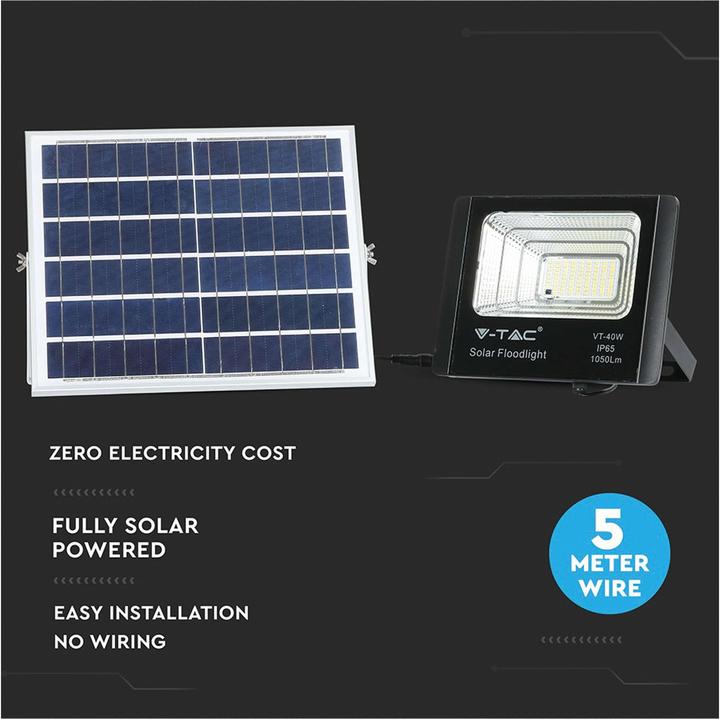 Produktbild V-TAC VT-94008 - LED-Flutlicht mit Solarpanel 16 W 6000 K (16 W, 2.80 kg)