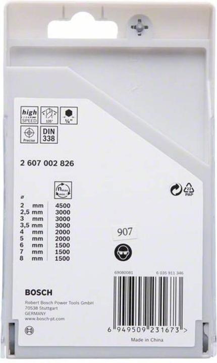 Actual product image Bosch Professional Zubehör HSS PointTeQ hexagon drill bit set, 9-piece, 2-8 mm (2 mm, 2.5 mm, 3 mm, 3.5 mm, 4 mm, 5 mm, 6 mm, 7 mm, 8 mm)