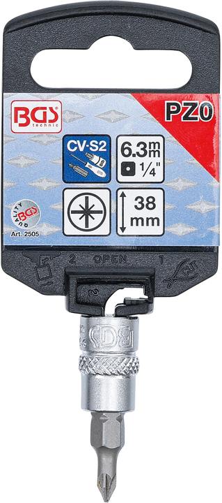 Produktbild BGS Bit-Einsatz Antrieb Innenvierkant 6,3 mm (1/4") Kreuzschlitz PZ0 (Innenvierkant)