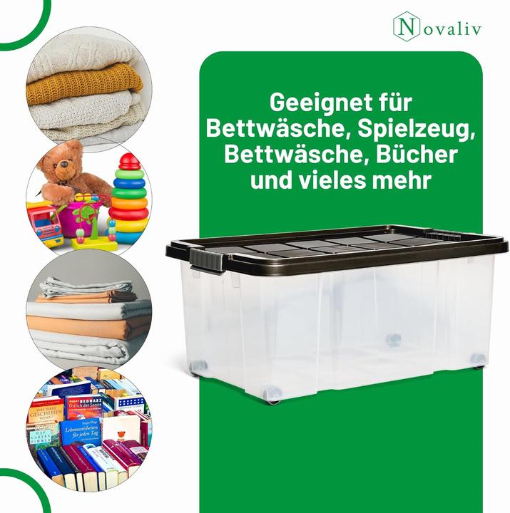 Actual product image Novatool Novaliv 7 tlg Sparset Aufbewahrungsboxen mit Deckel Anthrazit 1x45 L + 2x 15L + 2x 5L + 2x 2L Nestba