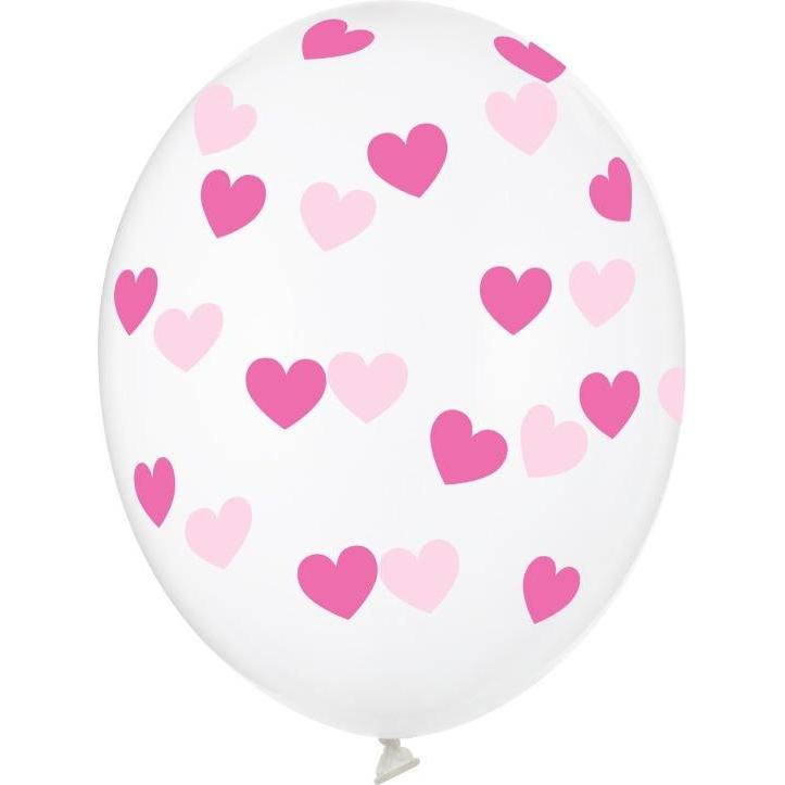 Partydeco Ballons Transparents à Coeurs Fuchsia (6pcs)