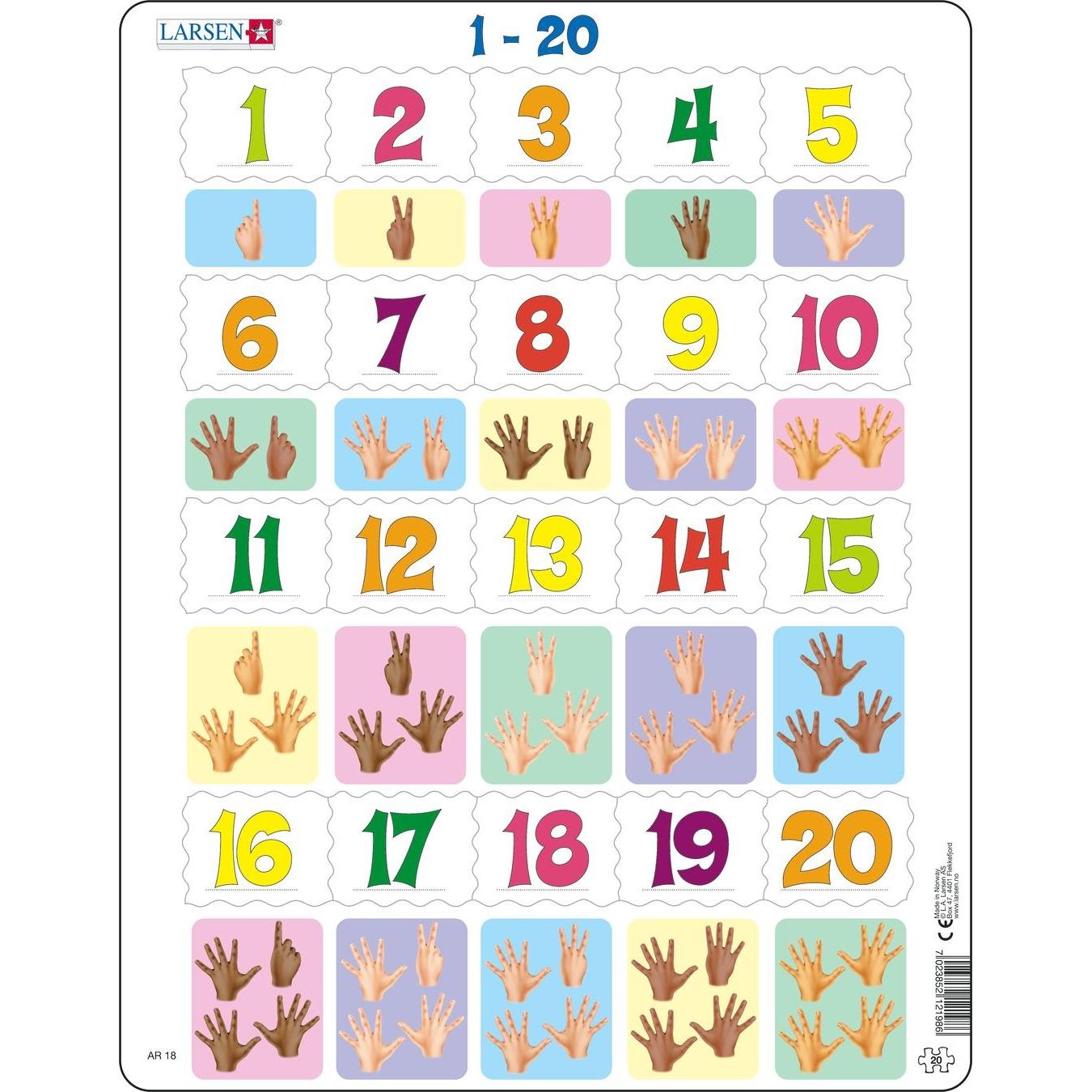 Thumbnail - Larsen Puzzle - Zahlen 1-20 (20 Teile)