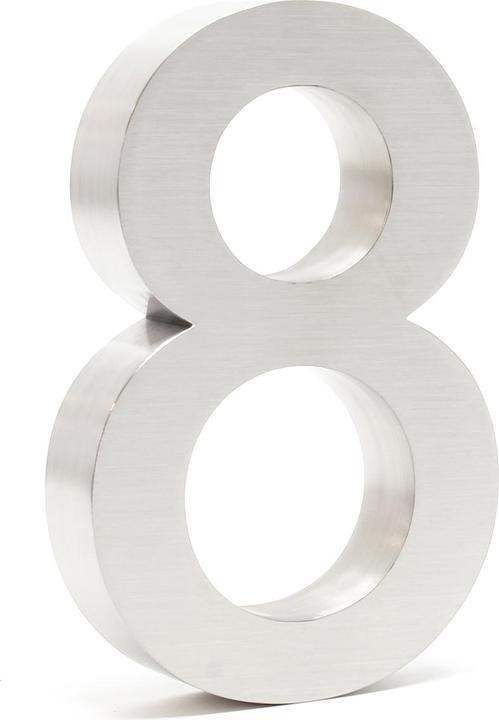 Wiltec Hausnummer 8 Edelstahl Hausnummer modern 3D-Design rostfrei