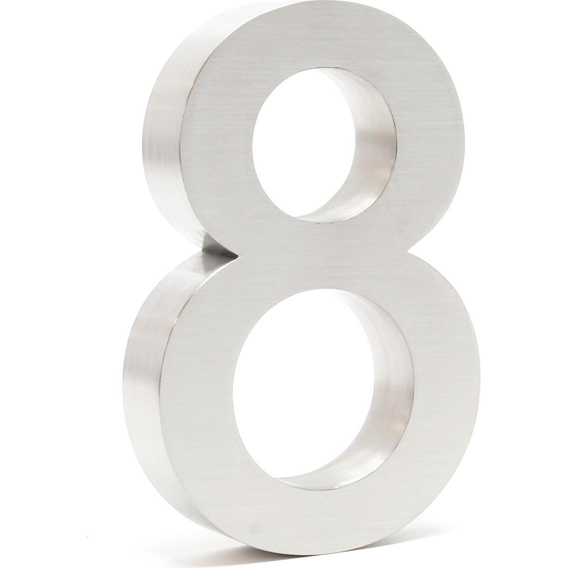 Wiltec, Hausnummer + Türschild, Hausnummer 8 Edelstahl Hausnummer modern 3D-Design rostfrei