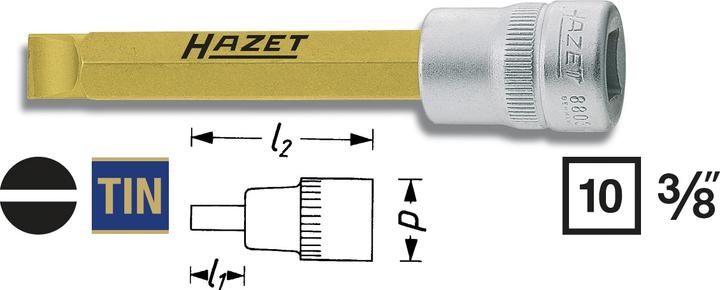 Produktbild HAZET Schraubendreher-Steckschlüsseleinsatz 8803-1.2X8 ∙ Vierkant10 mm (3/8 Zoll) ∙ Schlitz Profil …
