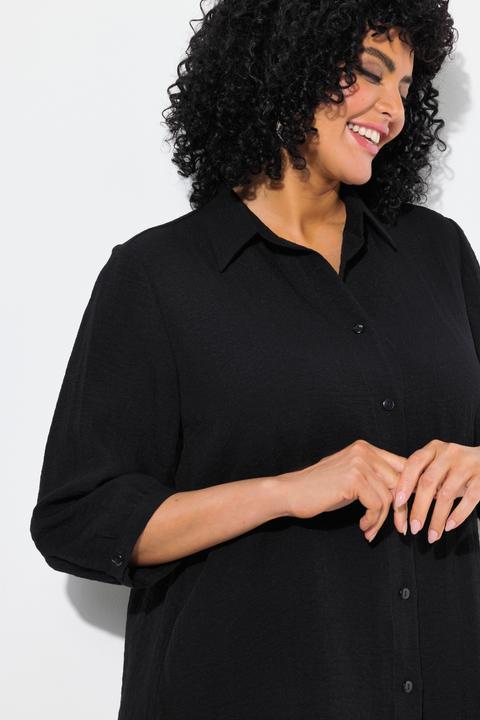 Produktbild Ulla Popken Hemdbluse, Leinenoptik, A-Linie, Hemdkragen, 3/4-Arm (50, 52)