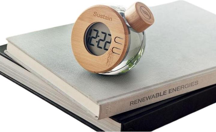 Produktbild MidOcean Wasserbetriebene Uhr Droppy Lux Bambus