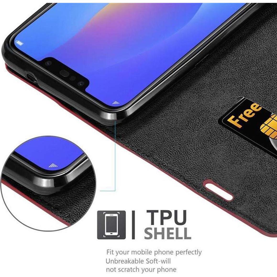 Thumbnail - Cadorabo Book Invisible Magnet Cover (Samsung Galaxy J4 Prime), Smartphone Hülle, Rot