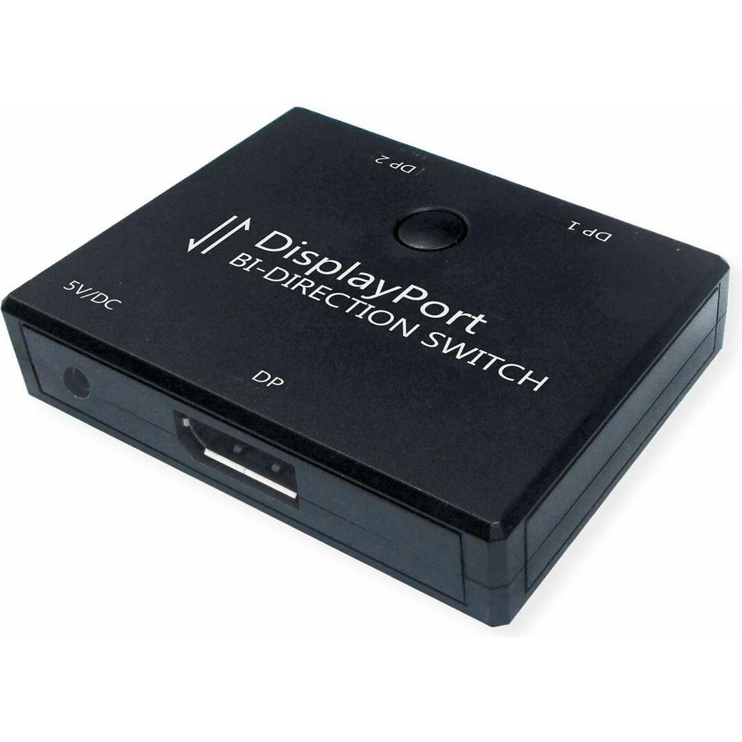 Value 4K DisplayPort Switch, 2fach, bidirektional, KVM Switch, Schwarz