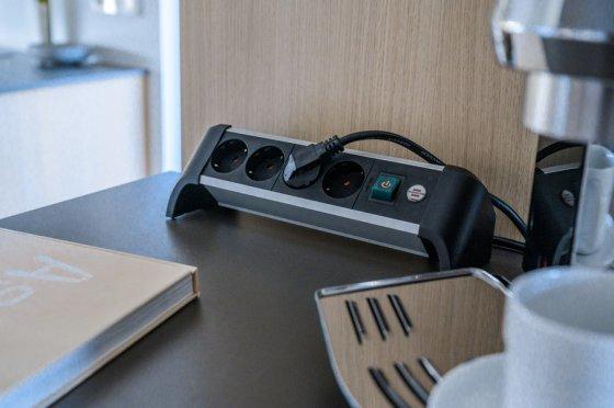 Actual product image Brennenstuhl 1391040400 Multiple socket outlet with switch silver-black protective contact 1 pc. (4 x, CEE 7/3, 1.80 m)