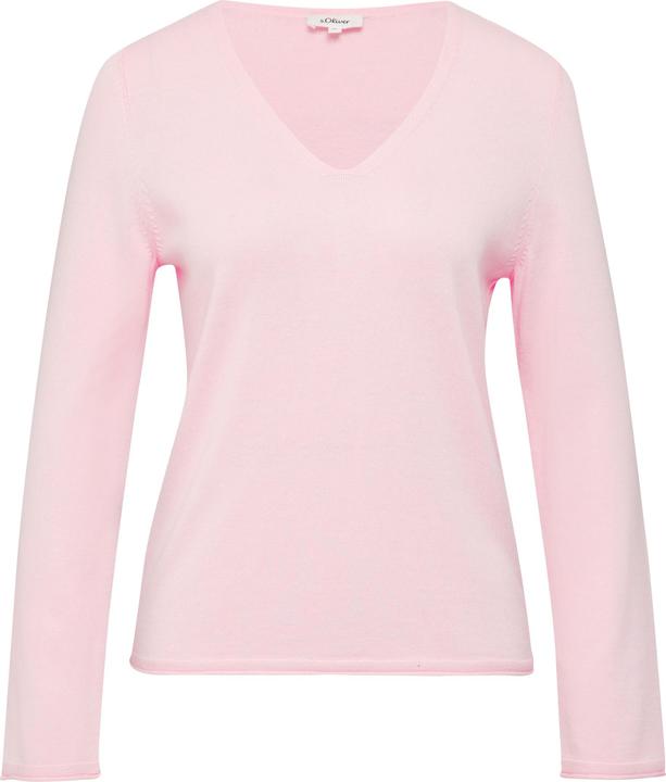 Produktbild s.Oliver Strickpullover Feinstrickpullover mit V-Ausschnitt und Rollkante am Saum (34)