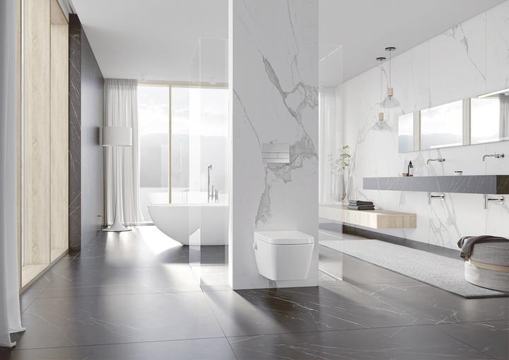 Actual product image TECE TECEone wall-hung toilet with shower function, cold water, rimless