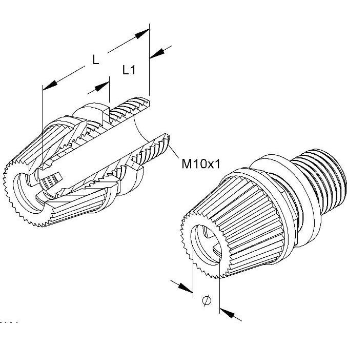Thumbnail - Kleinhuis, Dübel, Klemmnippel sw D:5-6,8/L:25mm M10x1 433 (1 Stk.)