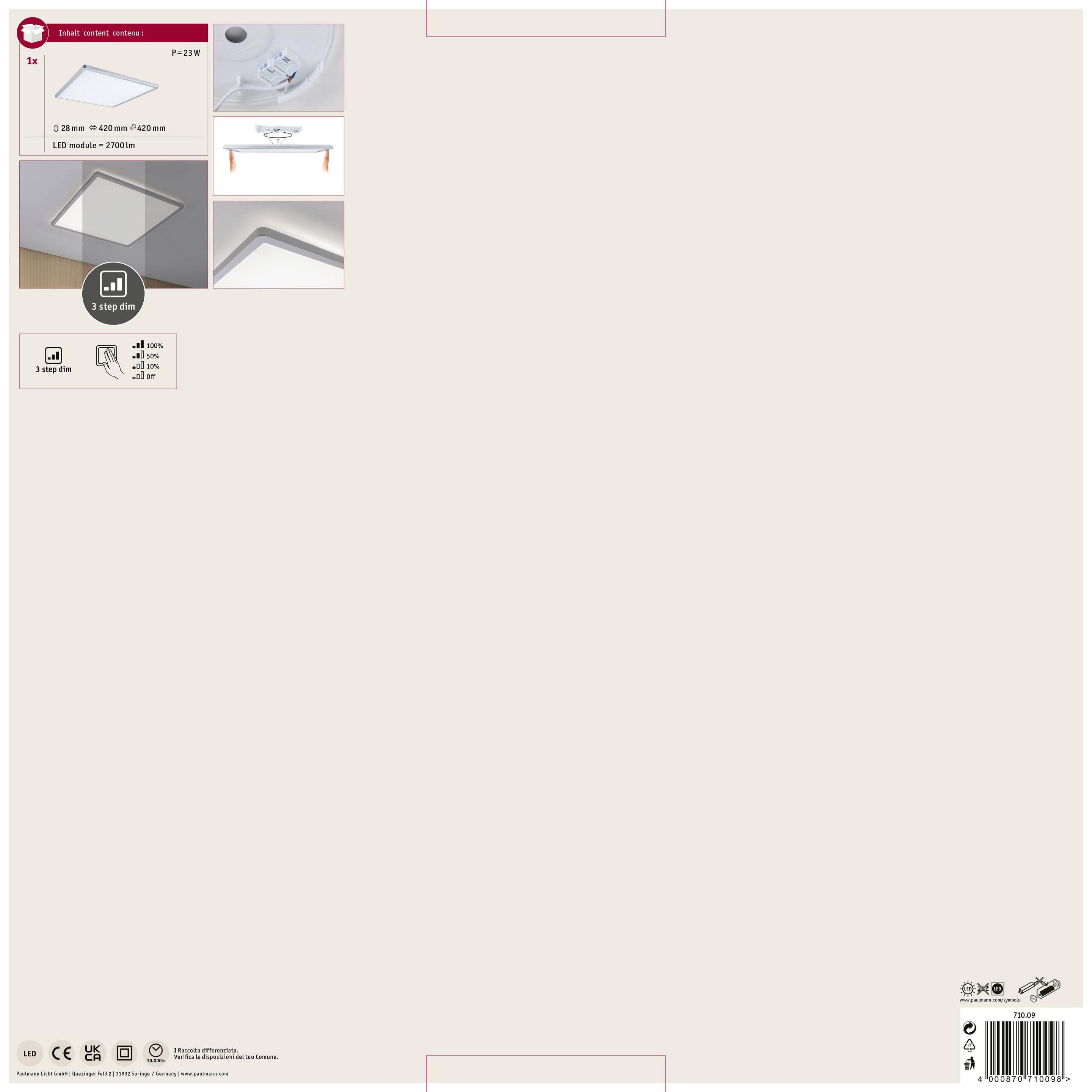 Thumbnail - Paulmann, Wandleuchte + Deckenleuchte, Panel Atria Shine (2700 lm)