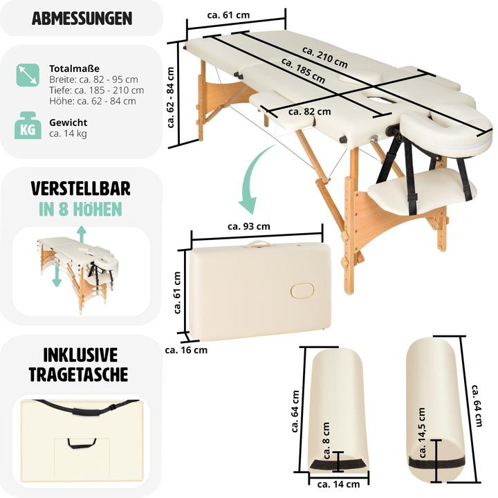 Actual product image tectake Massage Table Set Freddie | Massage table w/ headrest, armrests, face pad & bolster supports