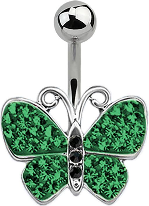 Immagine prodotto Star Piercing Banana argento Verde farfalla (senza ottone, Acciaio chirurgico 316L)