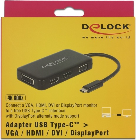 Actual product image Delock USB-C zu (DVI, HDMI, VGA, DP, 15 cm)
