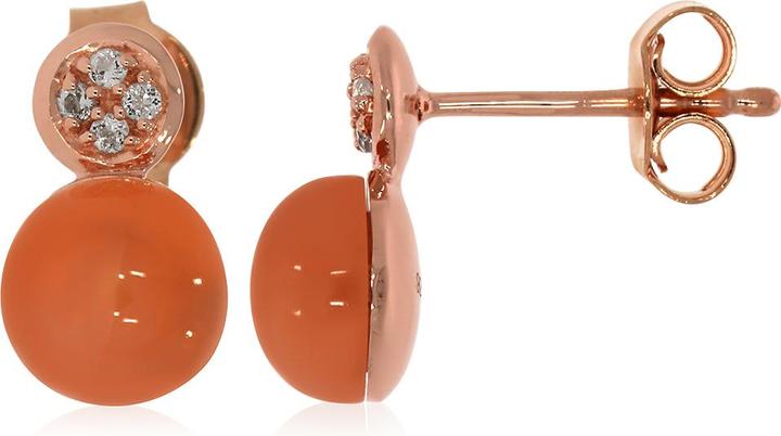 Immagine prodotto Xen Orecchini con pietra di luna color pesca e topazio bianco di circa 3,77 ct. placcati oro rosa (Argento 925)