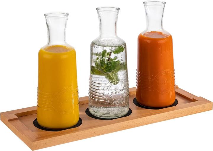 Actual product image APS buffet board for carafes, light oak wood, including inserts