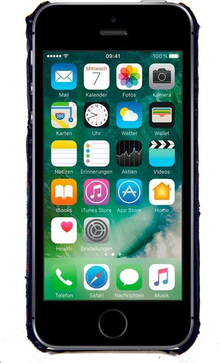 Produktbild König Design Handyhülle aus Stoff Case für Apple iPhone 5 / 5s / SE Cover Etuis Bumper Blau (Apple iPhone 5)