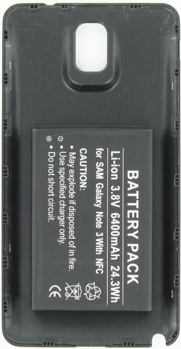 Produktbild AccuCell Akku Samsung Galaxy Note 3, B800BE, B800BU mit schwarzem Gehäuse ohne NFC