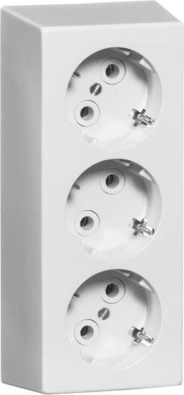 Peha socket outlet 3f ws glz AP IP20 complete housing horiz/vert earth contact type F