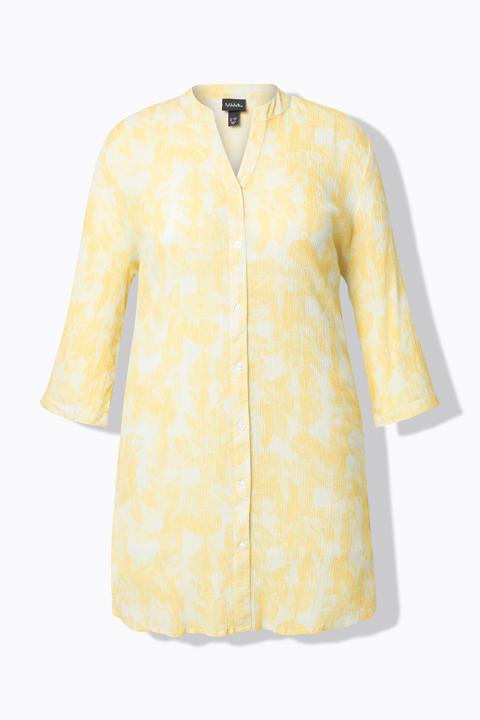 Actual product image Ulla Popken Floral Crepe Button Down Tunic Blouse (60)