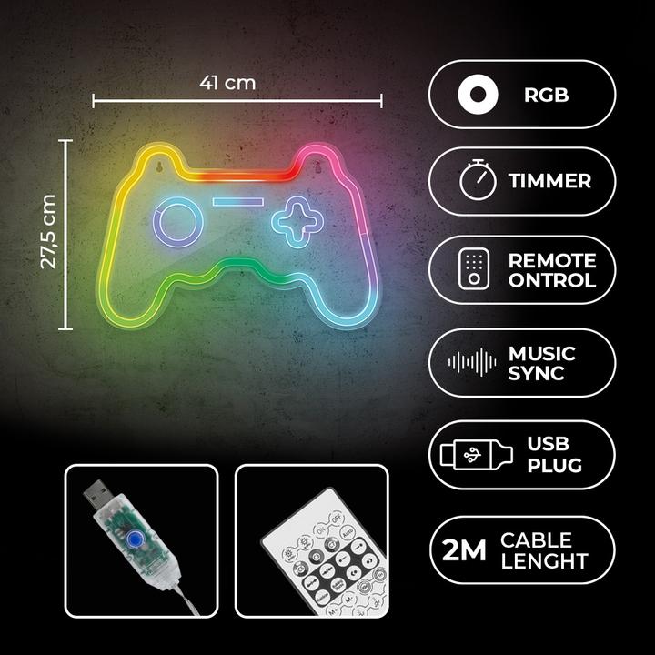 Produktbild Forever Light Neon LED RGB GAMEPAD FLRNE04 + RC