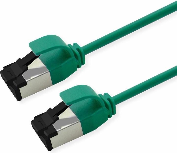 Produktbild Roline U/FTP P-Kabel Kat 8.1, grün, 0.3m PoE, Slim (U/FTP, CAT8.1, 0.30 m)