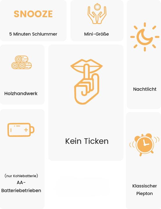 Produktbild Alopini Analoger Wecker, Kein Ticken, Wecker mit Schlummerfunktion, Nachttischuhr mit Nachtlicht