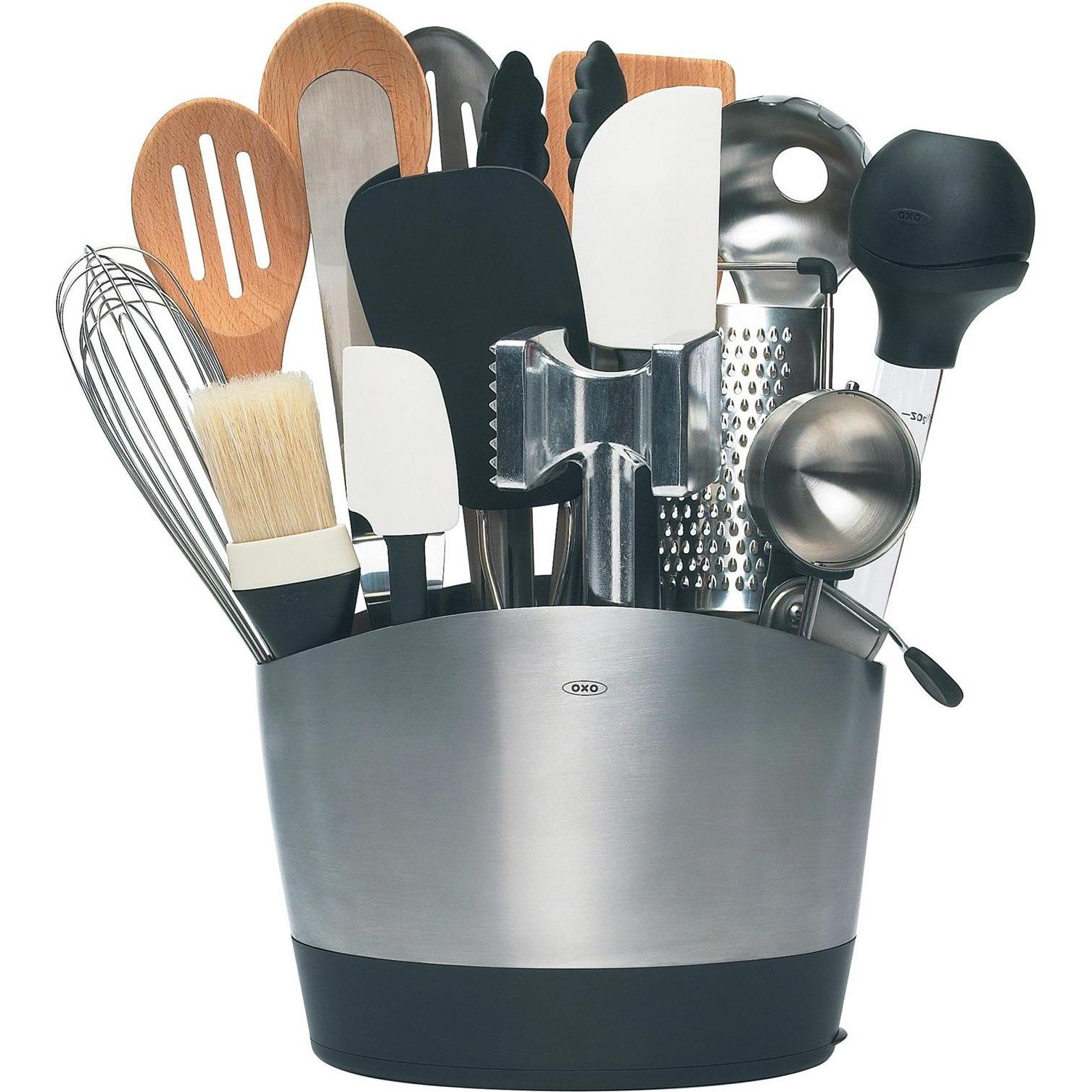 OXO Portautensili Good Grips, Scolapiatti, Nero, Argento