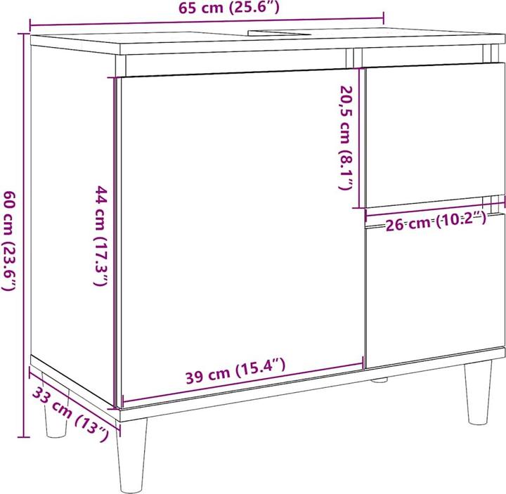 Actual product image vidaXL Vanity unit (65 x 33 x 60 cm)