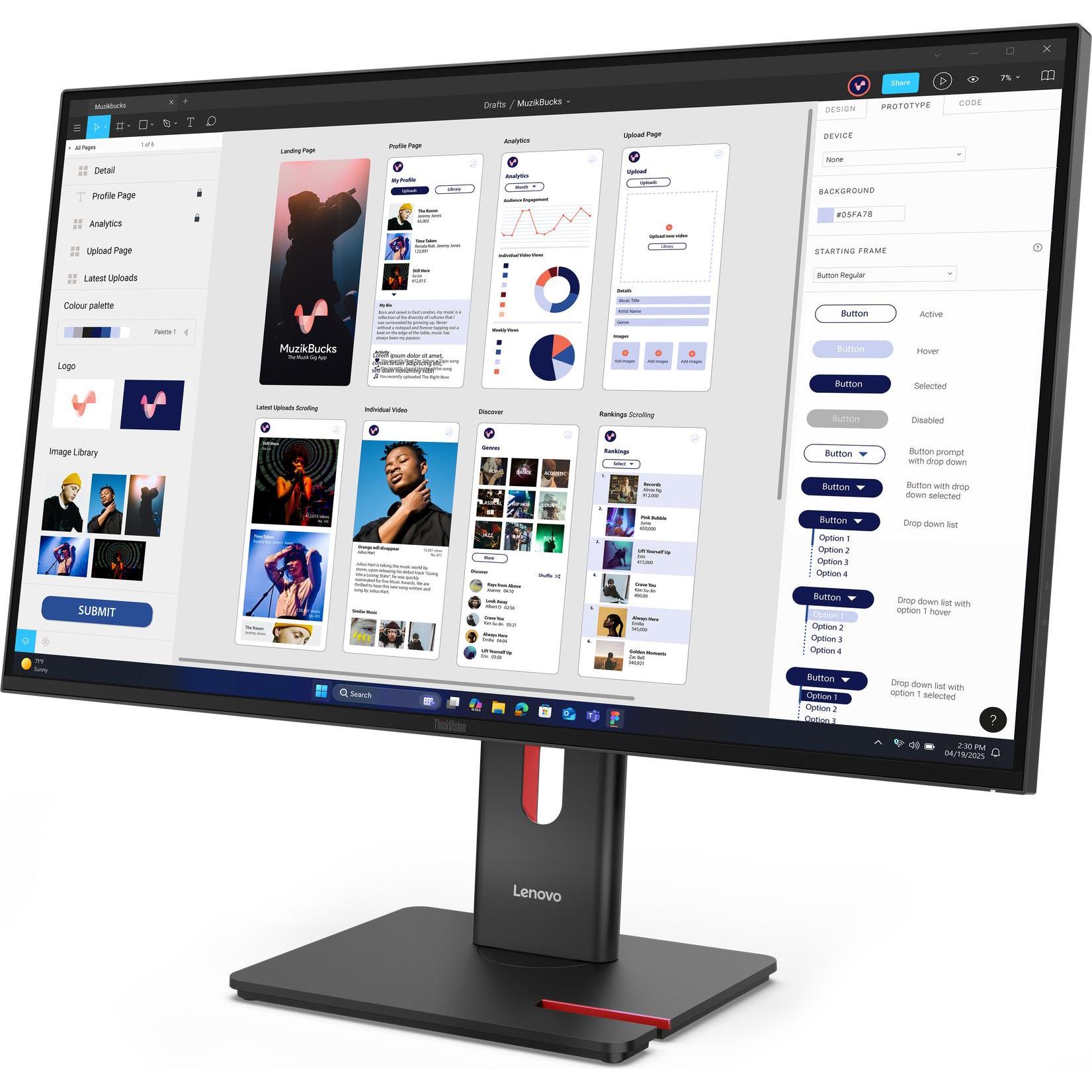 Lenovo ThinkVision T32UD-40 (3840 x 2160 Pixel, 31.50"), Monitor, Schwarz