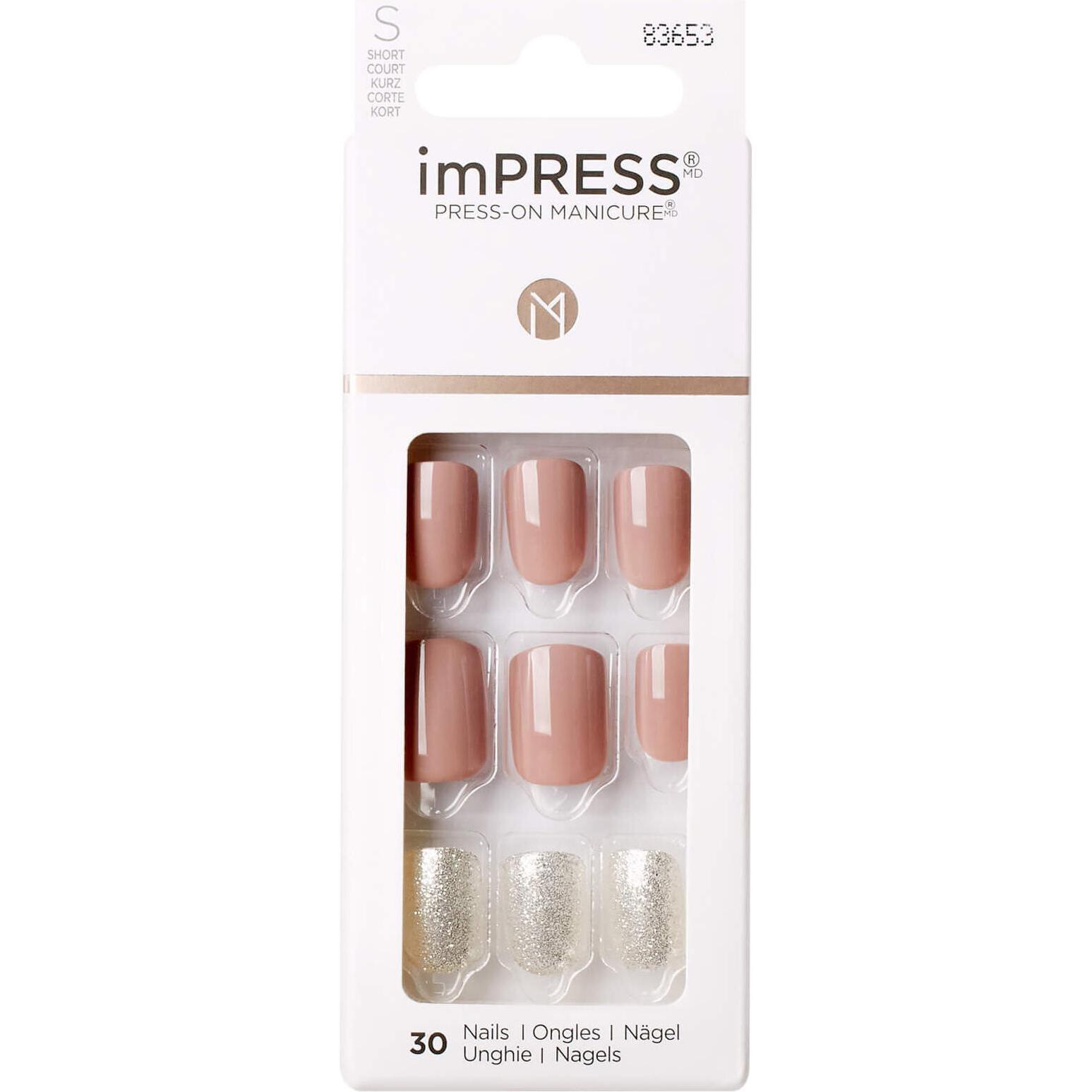 Kiss, Nail Art + Unghie Finte, Chiodi Autoadesivi Impress Nails One More Chance 30 Pezzi (Unghie Artificiali)