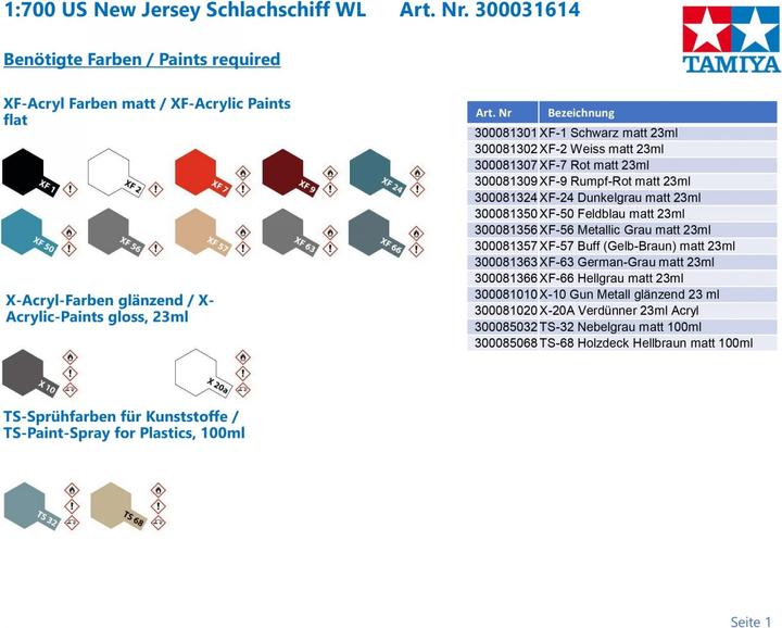 Actual product image Tamiya 1:700 US New Jersey Battleship WL