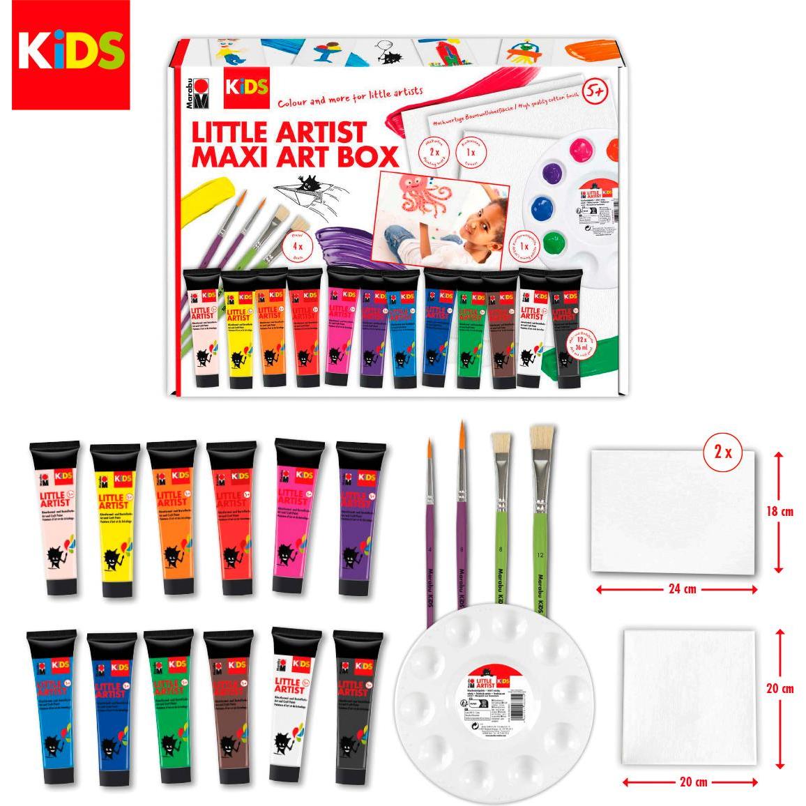 Thumbnail - Marabu, Künstlerfarbe + Bastelfarbe, Little Artist Maxi Art BoxKiDS (Mehrfarbig, 36 ml)