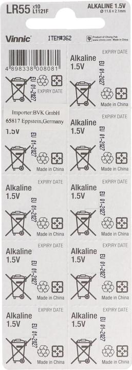 Actual product image Vinnic 10 Stück LR55, V8GA, 191, 80, LR1120, LR1121, LR4230 (10 pcs., AG8, 42 mAh)