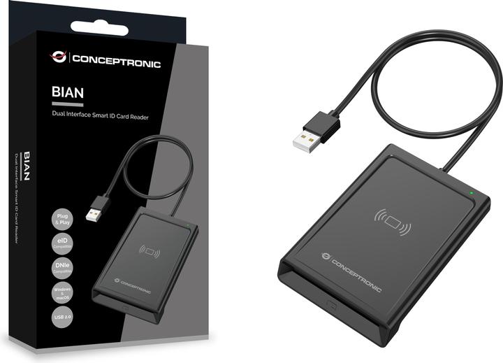 Produktbild Conceptronic Smart-ID Kartenleser USB-A schwarz (USB 2.0)