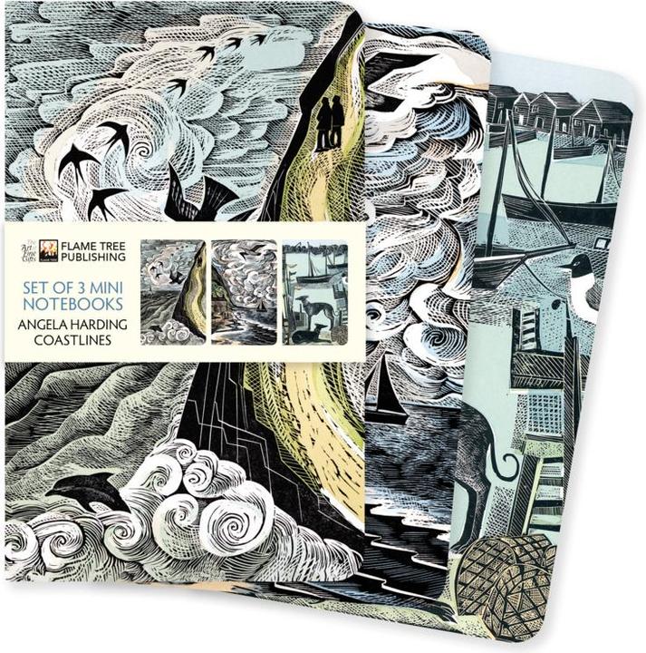 Image du produit Set de trois mini-carnets : Angela Harding, Côte (À rayures, Blanc, Couverture souple)