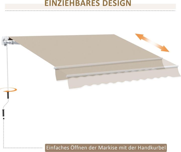 Actual product image Outsunny Gelenkmarkise mit Handkurbel (2.45 m)